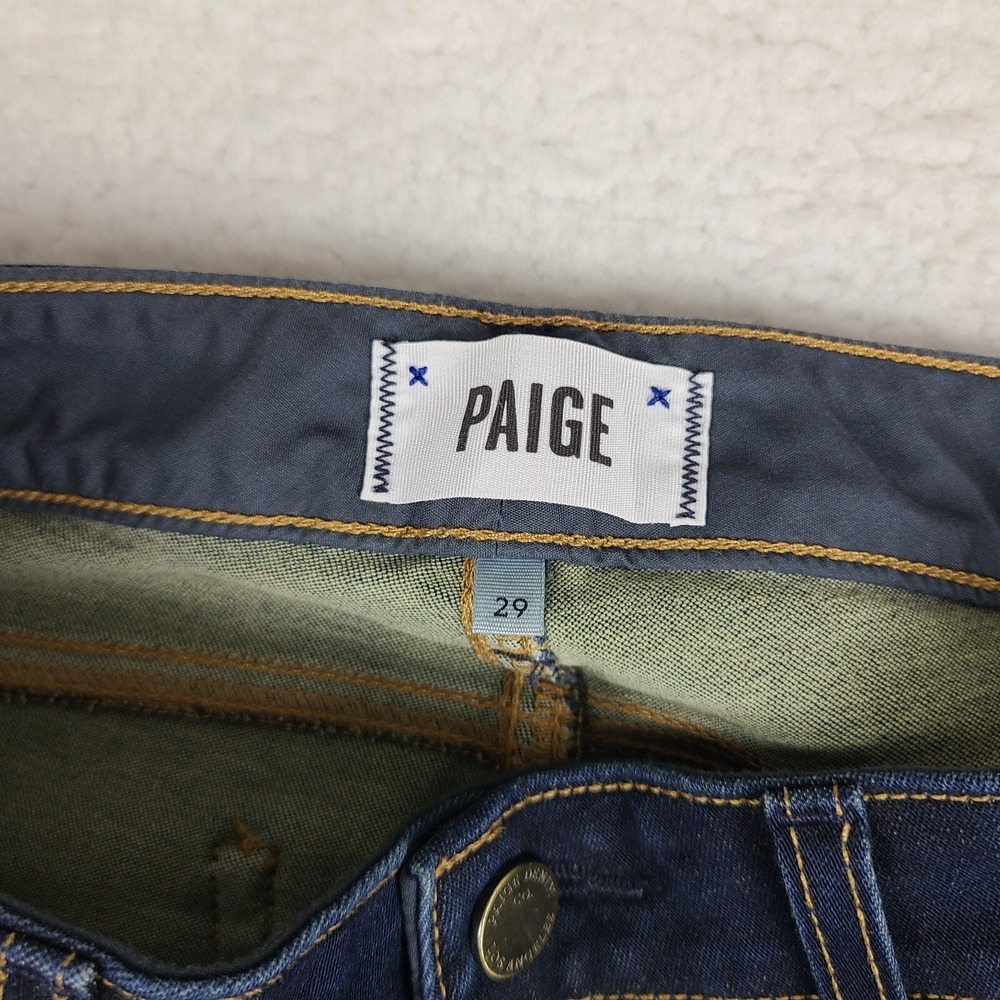 Paige Jeans‎ Womens 29 Blue Skyline Skinny Surface Dark Wash Denim HEMMED - Picture 8 of 14